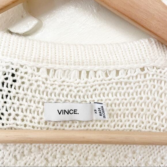 Vince White Cotton Fringe Boho Cable-Knit Sweater Vest Size X-Small - Picture 3 of 8